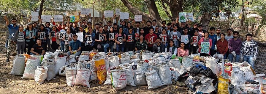 Picture of There Is No Earth B community cleaning up Ridge forest in delhi